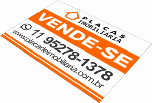 Placa de imobiliária personalizada em PVC de alta qualidade. Ideal para venda e aluguel de imóveis, com impressão durável e opções sob medida.