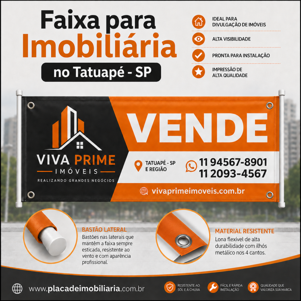 Faixa para Imobiliária no Tatuapé - SP