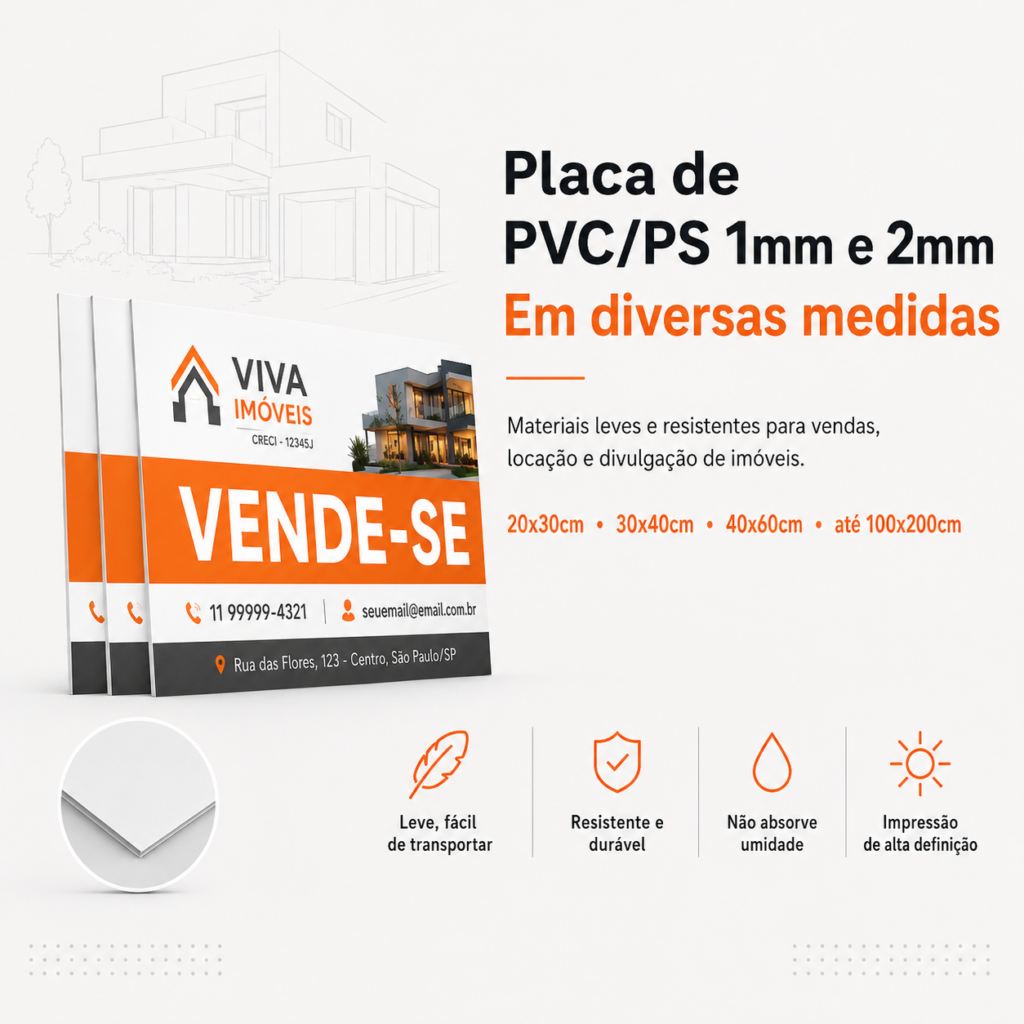 Placa de PVC/PS 1mm e 2mm